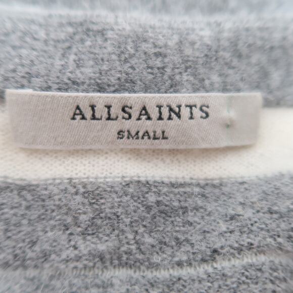 ALL SAINTS Grey and Cream Striped Alpaca Wool Blend Sweater Womens S - Picture 5 of 7